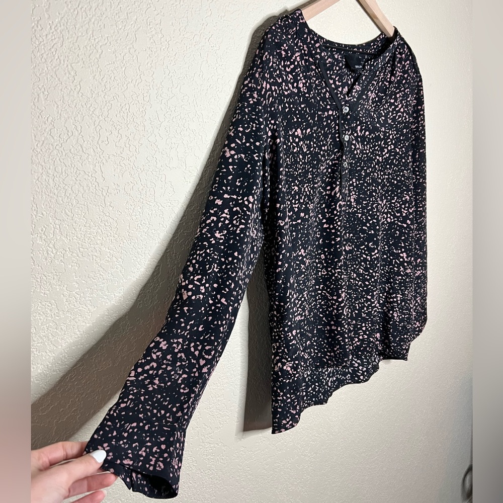 Anthropologie Greylin Silk Blouse Top Pullover Rolled Tab Sleeve